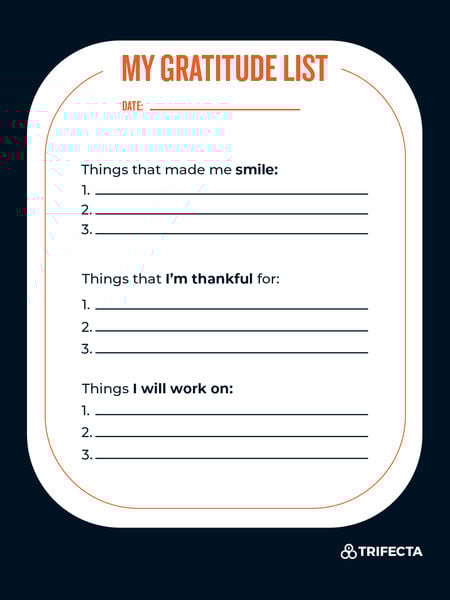 mindfulness gratitude list 