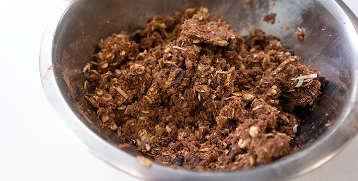 no bake protein cookies in bowl 