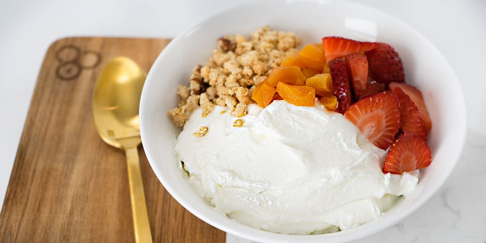 gut health foods yogurt and granola